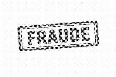 Une marque de tampon avec le mot fraude